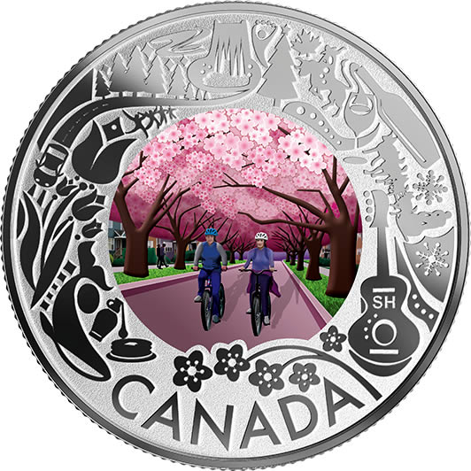 RCM-New-Release:-2019-Silver-Coloured-Coin-Cherry-Blossoms:-Celebrating-Canadian-Fun-And-Festivities